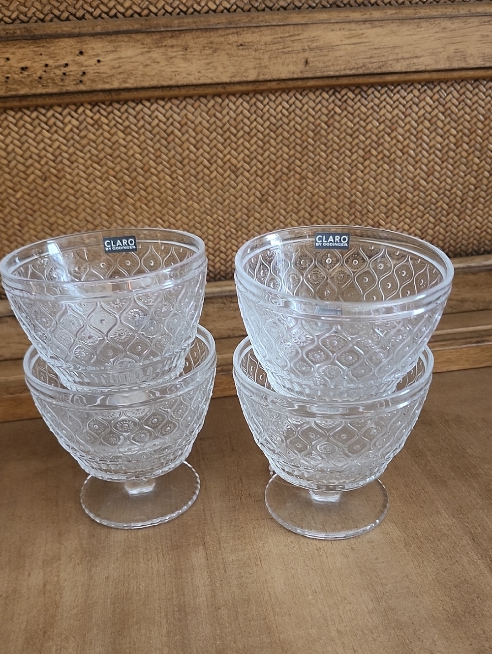 Godinger Claro Pedestal Dessert Bowls - Set of 4 (New with Stickers)